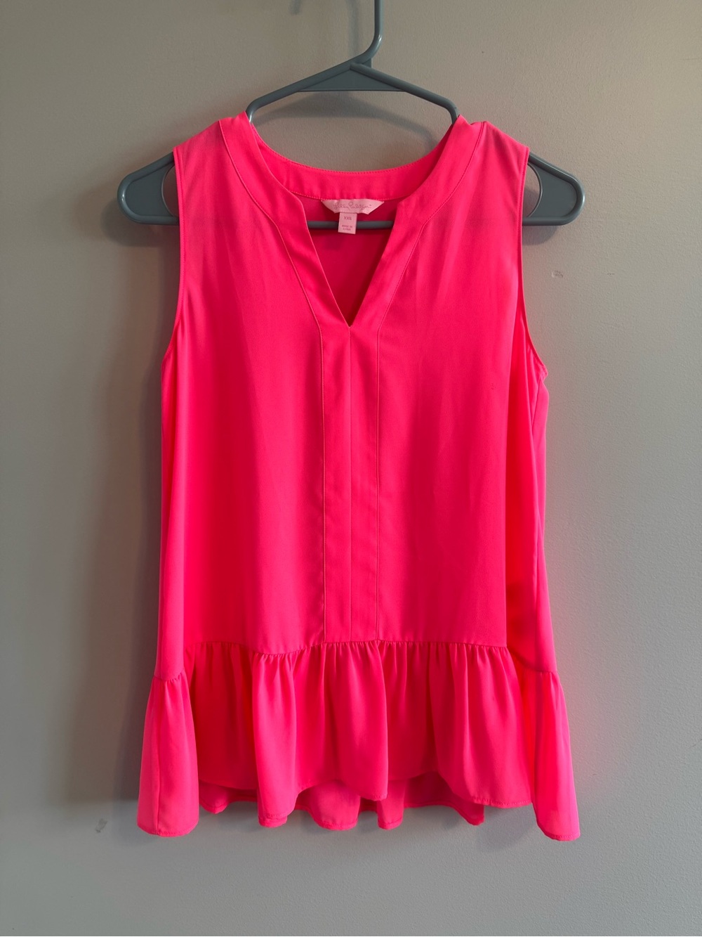 Lilly Pulitzer Neon Pink Ruffle Hem Sleeveless Top XXS